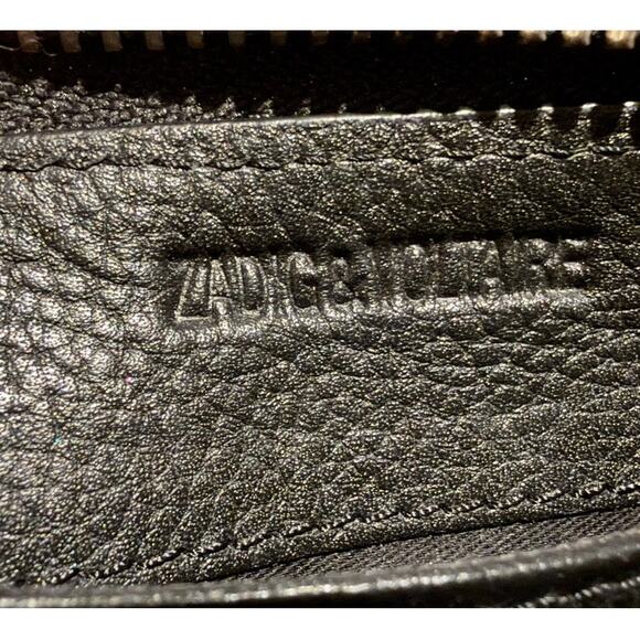 Zadig & Voltaire Leather Compact Zip Around Wallet Organizer Snake Gray Cream - Picture 2 of 9